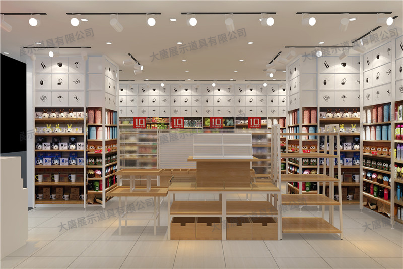 番禺精品百貨店貨架,名創(chuàng)優(yōu)品貨架,鋼木貨架