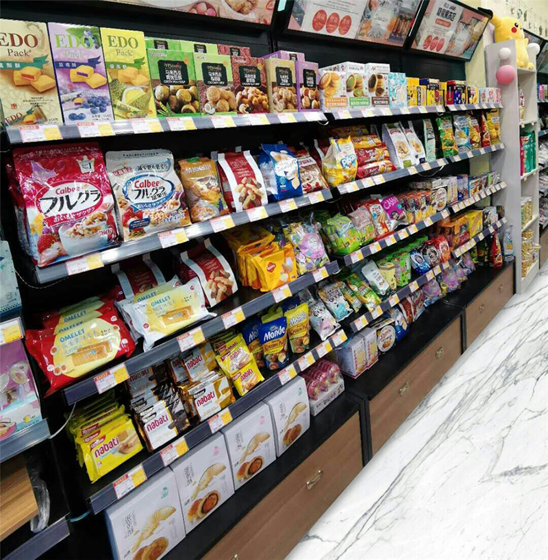 肇慶休閑零食店貨架,進口零食貨架,休閑食品貨架