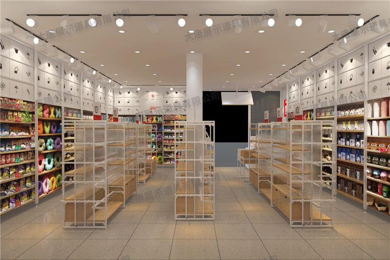 番禺精品百貨店貨架,名創(chuàng)優(yōu)品貨架,鋼木貨架